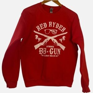 Red Ryder Christmas Story Movie Graphic Red Crewneck Sweatshirt Sz Sm